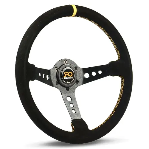 Steering Wheel Suede SRD 14" ADR Deep Dish Black Holes + Indicator